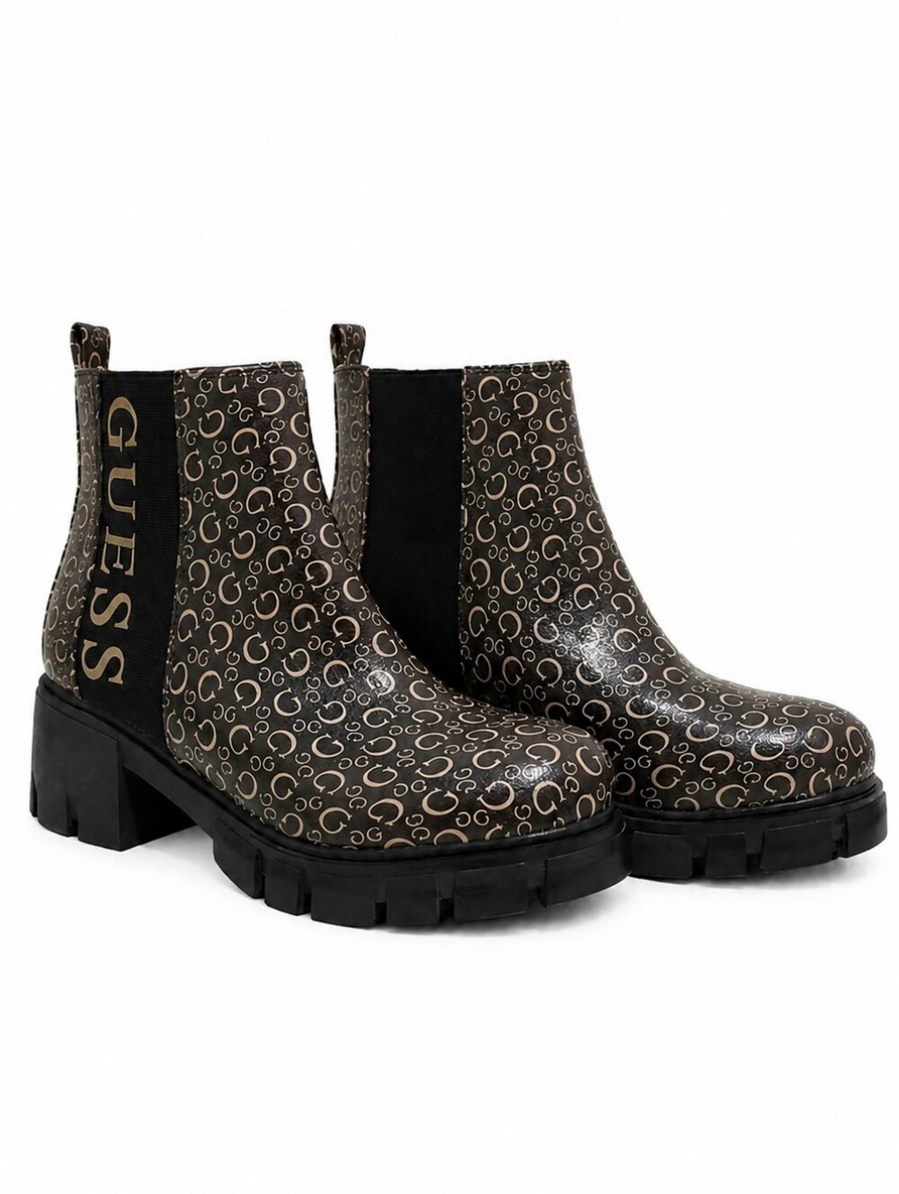 Monogram Chelsea Combat Boots in Brown